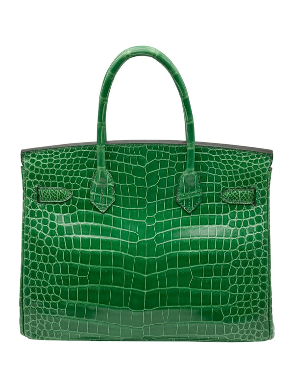 Birkin Emerald Shiny Niloticus Crocodile Gold Hardware