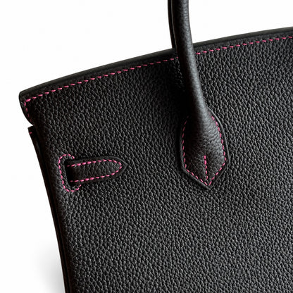 Mini Birkin 25cm Officier Edition in Chocolate Brown Togo & Pink Swift Calfskin