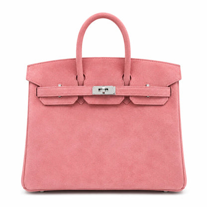 Birkin 25 Retourne in Pink Suede Grizzly (Palladium Hardware)