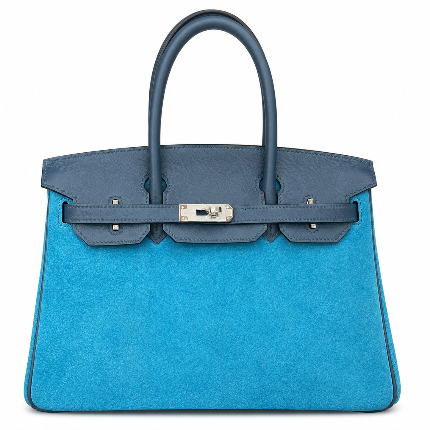 Rare Runaway Birkin 30cm Grizzly Agate Blue Suede Luxury Tote