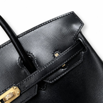 Birkin 25 in Noir Boxcalf Leather (Gold Hardware)
