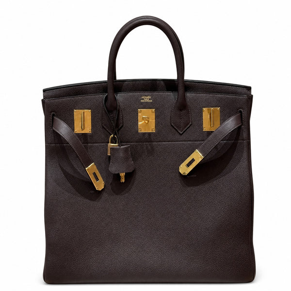 Large Birkin HAC 40cm Men's Tote in Premium Chocolate Brown Togo Cowhide
