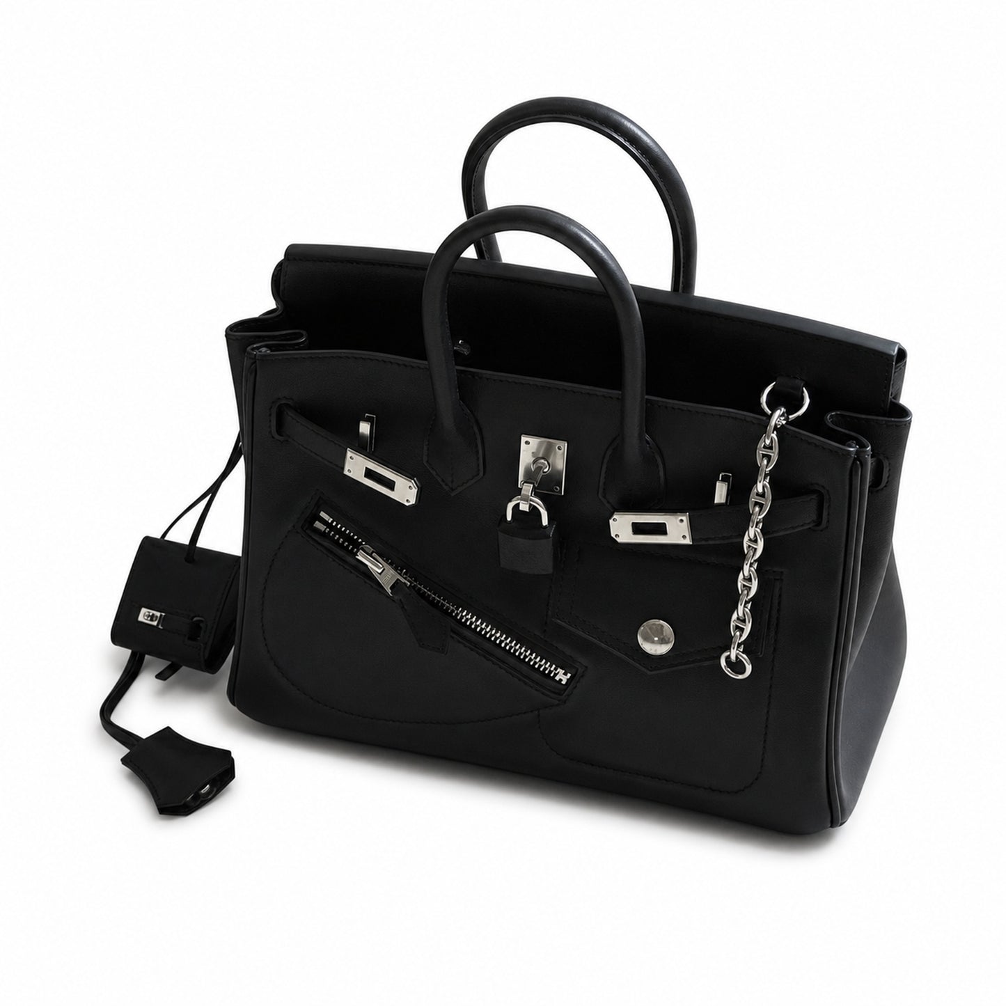 Birkin 25 Rock Sellier in Noir Swift Leather (Palladium Hardware)