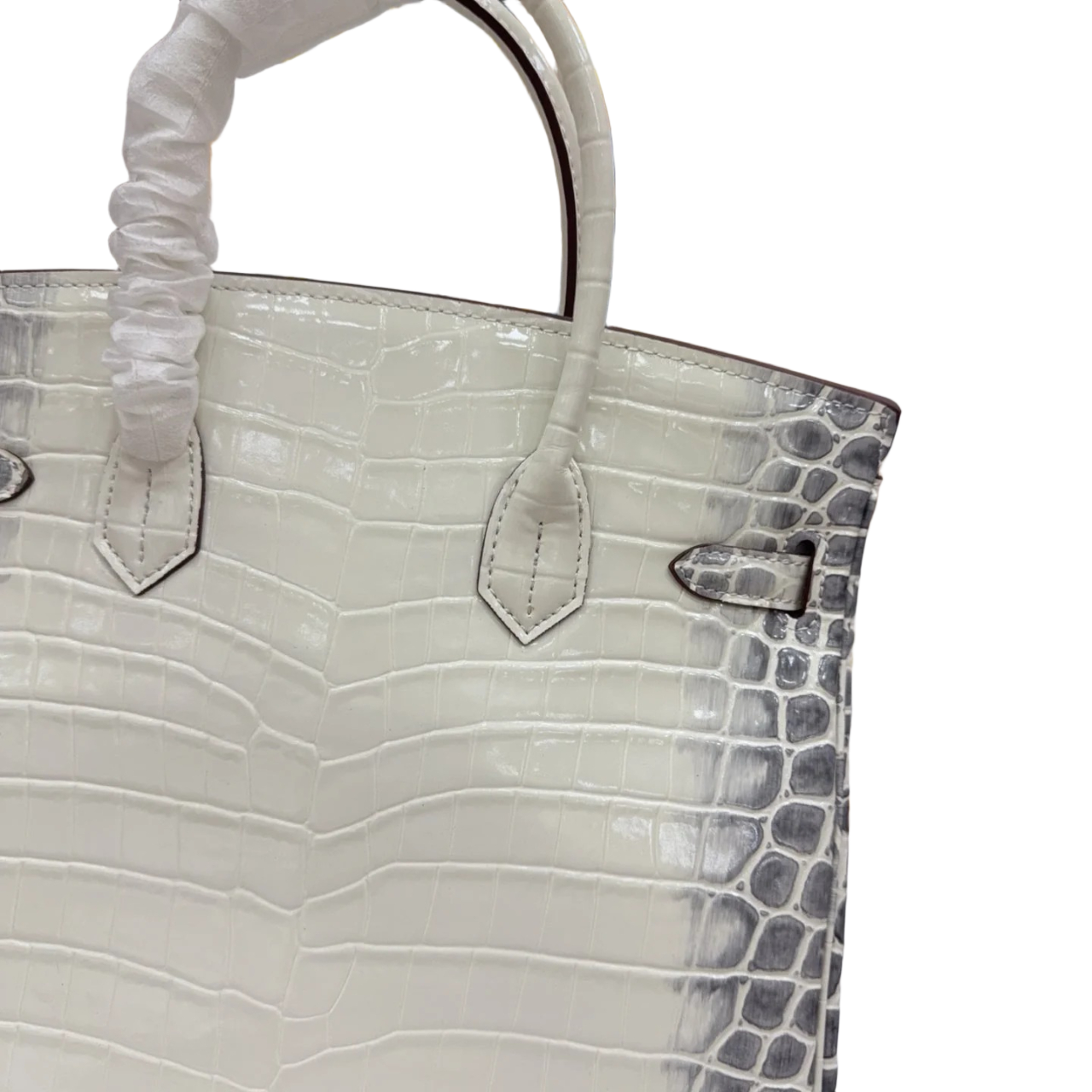 Birkin Style 25/30/35 Retourne in Himalaya Crocodile-Embossed Leather (Gold Hardware)