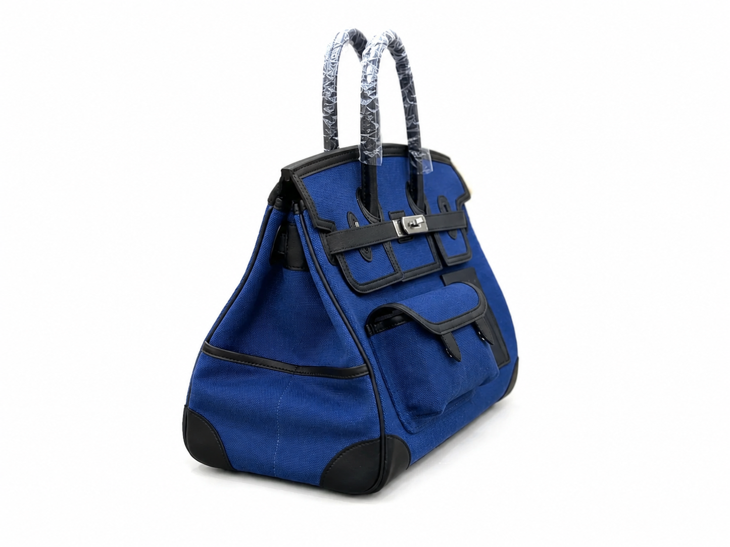 Birkin Cargo 35 in Bleu Marine Toile Goéland and Swift Leather (Palladium Hardware)