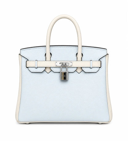 Birkin 25/30 Retourne Bi-Color in Bleu Brume and Craie Togo Leather (Palladium Hardware)