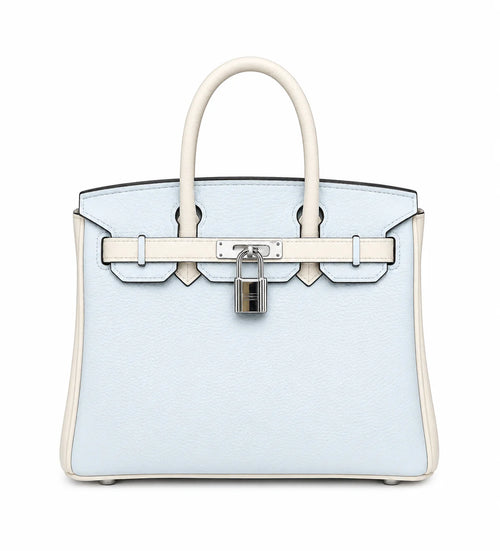 Birkin 25/30 Retourne Bi-Color in Bleu Brume and Craie Togo Leather (Palladium Hardware)