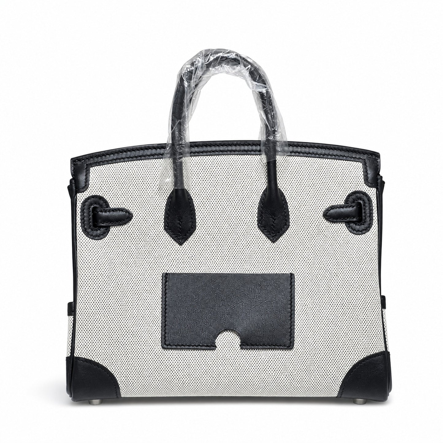 Birkin Cargo 25 Black Leather and Ecru Canvas Multi-Pocket Mini Bag