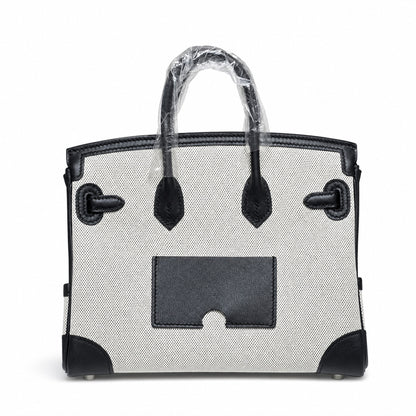 Birkin Cargo 25 Black Leather and Ecru Canvas Multi-Pocket Mini Bag