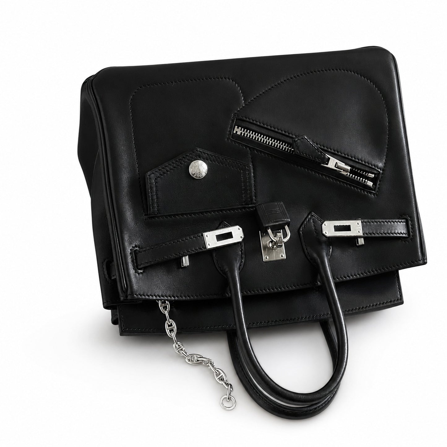 Birkin 25 Rock Sellier in Noir Swift Leather (Palladium Hardware)