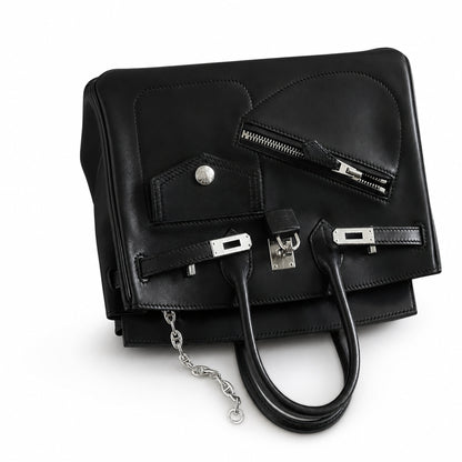 Birkin 25 Rock Sellier in Noir Swift Leather (Palladium Hardware)
