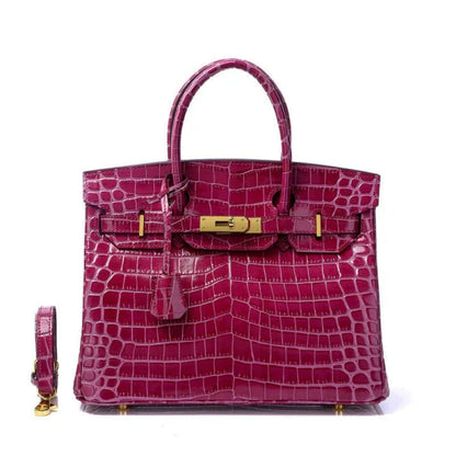 Birkin 30 Smooth Croc Print Genuine Leather Top Handle Bags