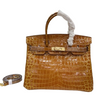 Birkin Shiny Niloticus Crocodile Cowhide Leather Gold Hardware