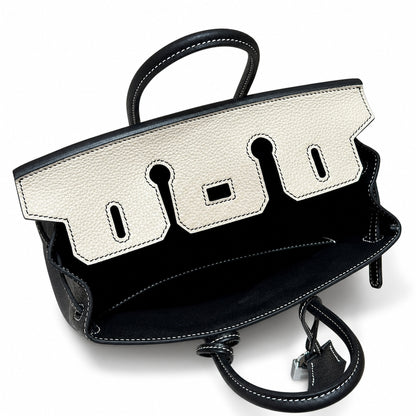 Birkin 25 Craie and Noir Togo Leather Bi-Color Bag