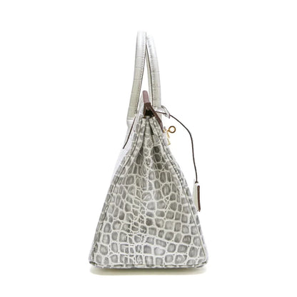 Birkin Bag Crocodile-Grain Cowhide Leather Gold Hardware