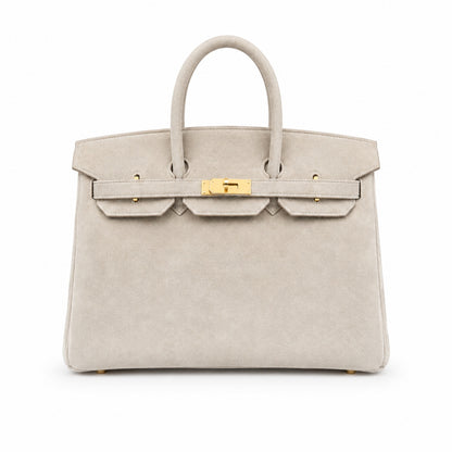 Birkin 35 Retourne in Etoupe Suede Grizzly (Gold Hardware)