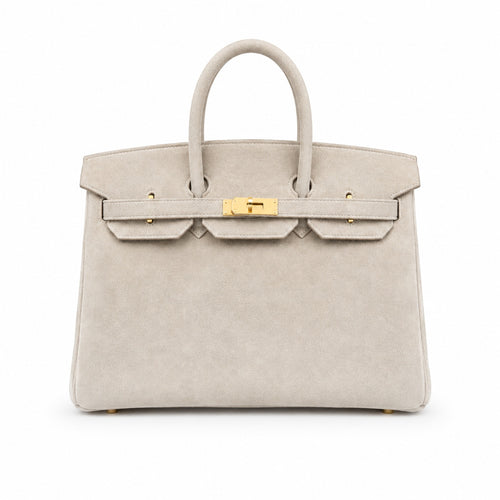 Birkin 35 Retourne in Etoupe Suede Grizzly (Gold Hardware)