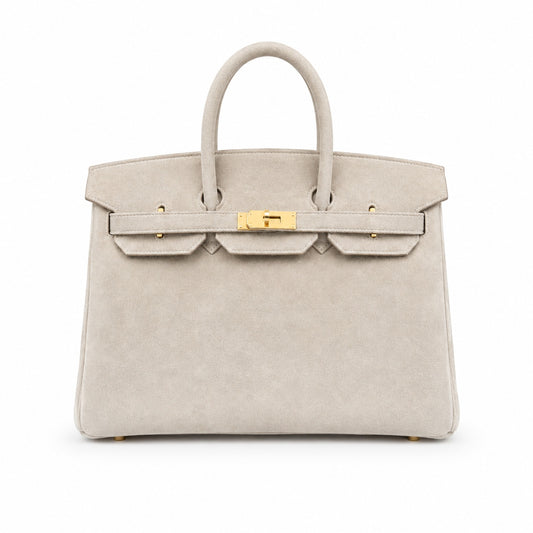 Birkin 35 Retourne in Etoupe Suede Grizzly (Gold Hardware)