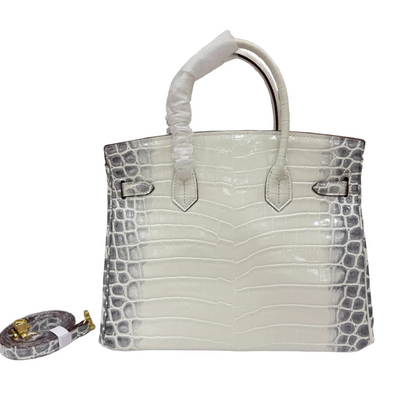 Birkin Style 25/30/35 Retourne in Himalaya Crocodile-Embossed Leather (Gold Hardware)