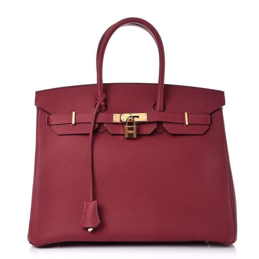Birkin 25cm Rouge H Bordeaux Red Gold Hardware Bag Y Stamp