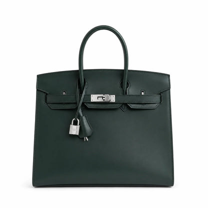 Birkin 30 Style Sellier in Vert Cypress Smooth Leather (Palladium Hardware)