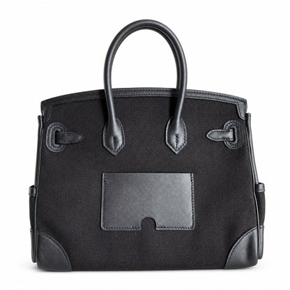 Birkin Cargo 25 All Black Swift Leather and Canvas Multi-Pocket Bag