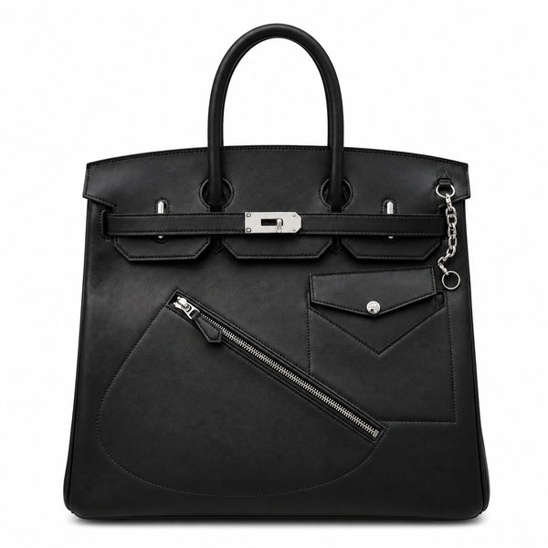 Birkin 40 Rock Sellier in Noir Swift Leather (Palladium Hardware)