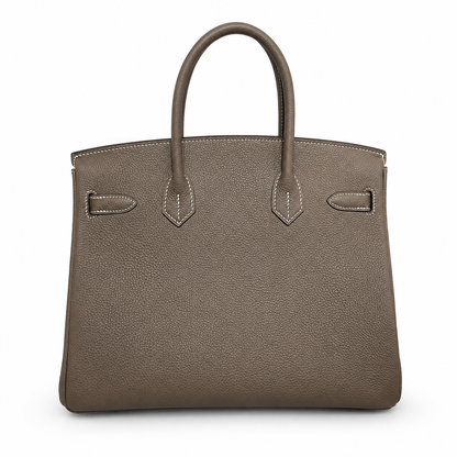 Birkin 30 Retourne in Etoupe Togo Leather with White Stitching (Gold Hardware)