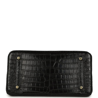 Birkin Black Matte Niloticus Crocodile Gold Hardware