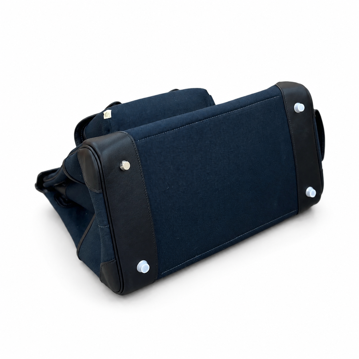 Birkin Cargo 35 in Bleu Encre Toile Goéland and Noir Swift Leather (Palladium Hardware)