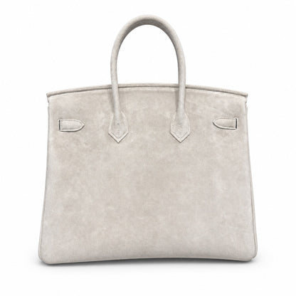 Birkin 35 Retourne in Etoupe Suede Grizzly (Gold Hardware)
