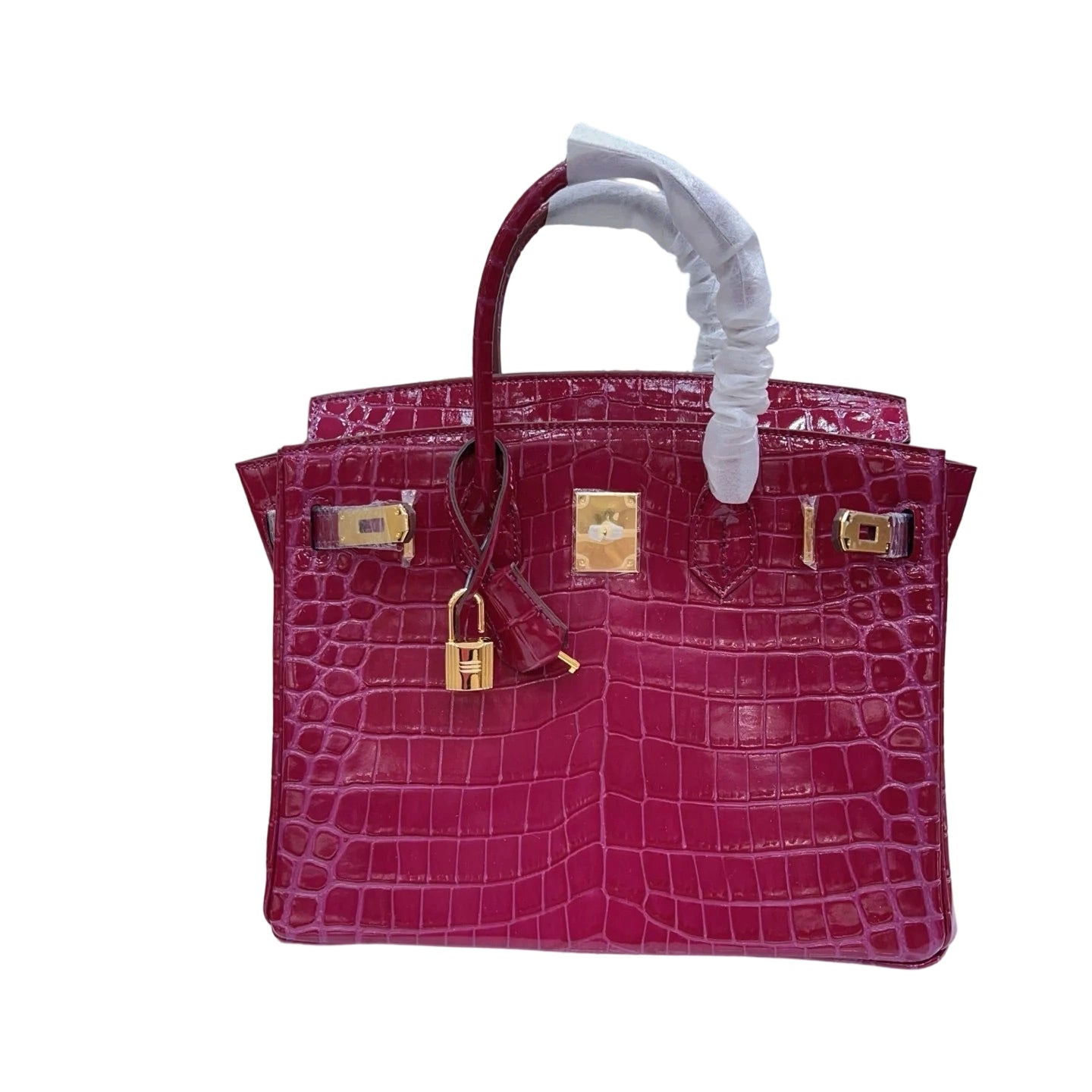 Birkin Style 25/30/35 Retourne in Rubis Crocodile-Embossed Leather (Gold Hardware)