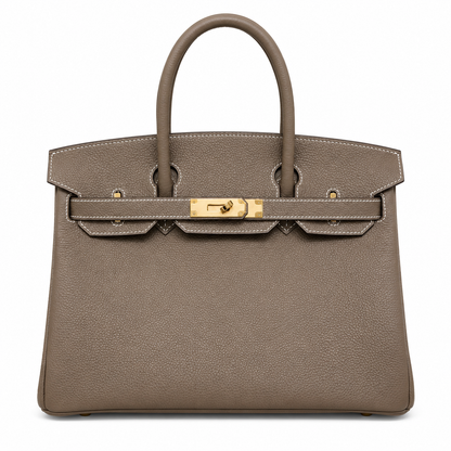 Birkin 30 Retourne in Etoupe Togo Leather with White Stitching (Gold Hardware)