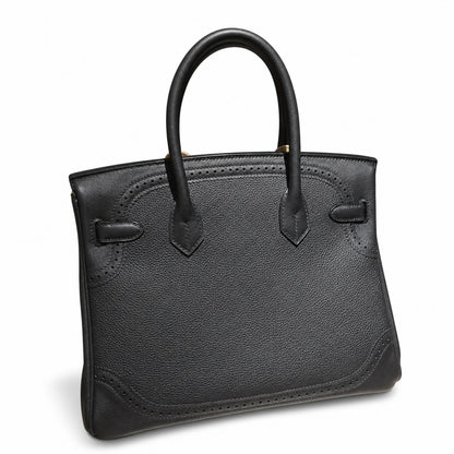 Birkin Ghillies 30 Total Black Leather Top-Handle Bag