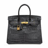 Birkin Style 25/30/35 Retourne in Etoupe Crocodile-Embossed Leather (Gold Hardware)