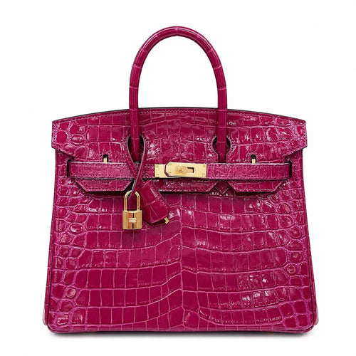 Birkin Style 25/30/35 Retourne in Rubis Crocodile-Embossed Leather (Gold Hardware)