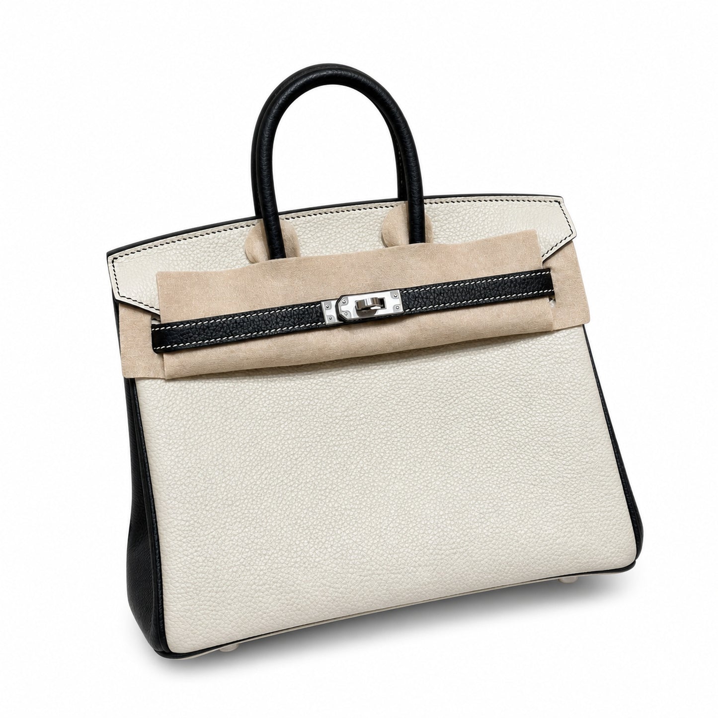 Birkin 25 Craie and Noir Togo Leather Bi-Color Bag