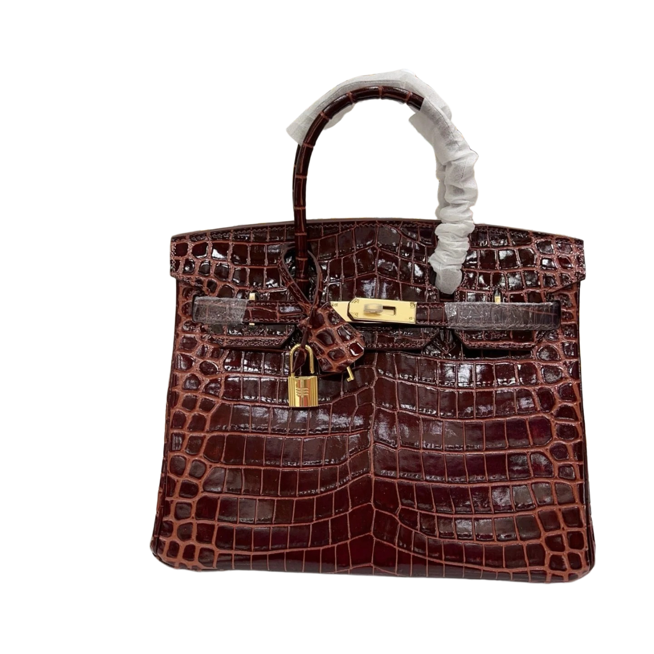 Birkin Style 25/30 Retourne in Rouge H Crocodile-Embossed Leather (Gold Hardware)