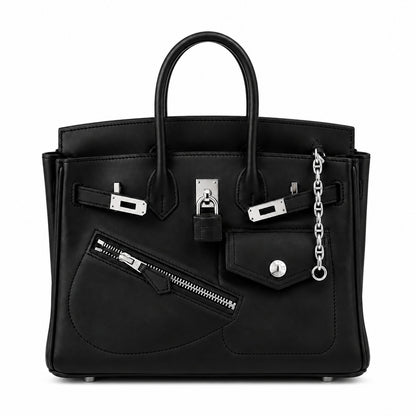Birkin 25 Rock Sellier in Noir Swift Leather (Palladium Hardware)