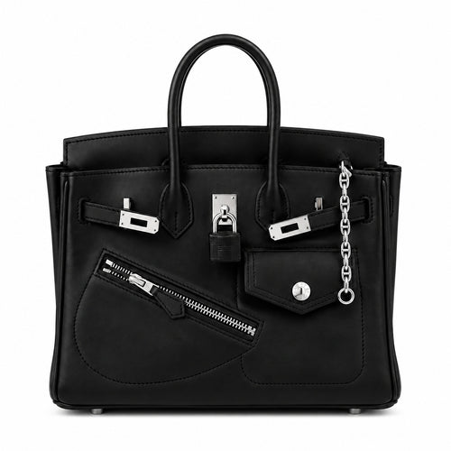 Birkin 25 Rock Sellier in Noir Swift Leather (Palladium Hardware)