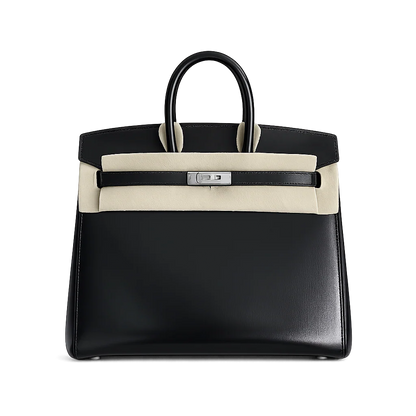 Hermès Birkin 25 Sellier Noir Box Calfskin Silver Hardware