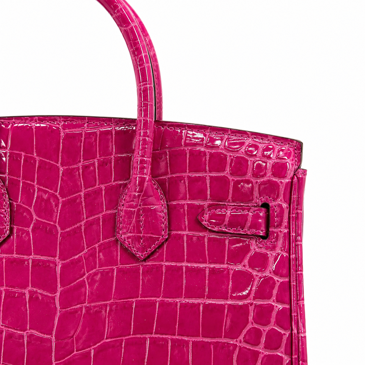 Birkin Style 25/30/35 Retourne in Rose Schéhérazade Crocodile-Embossed Leather (Gold Hardware)