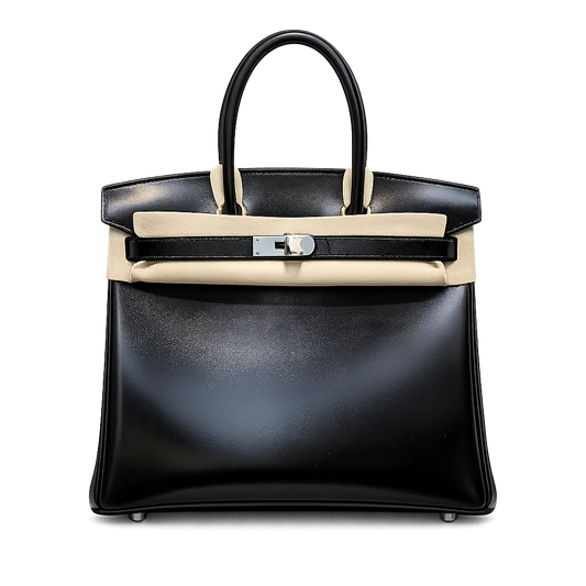 Birkin 30 Sellier in Noir Boxcalf Leather (Palladium Hardware)