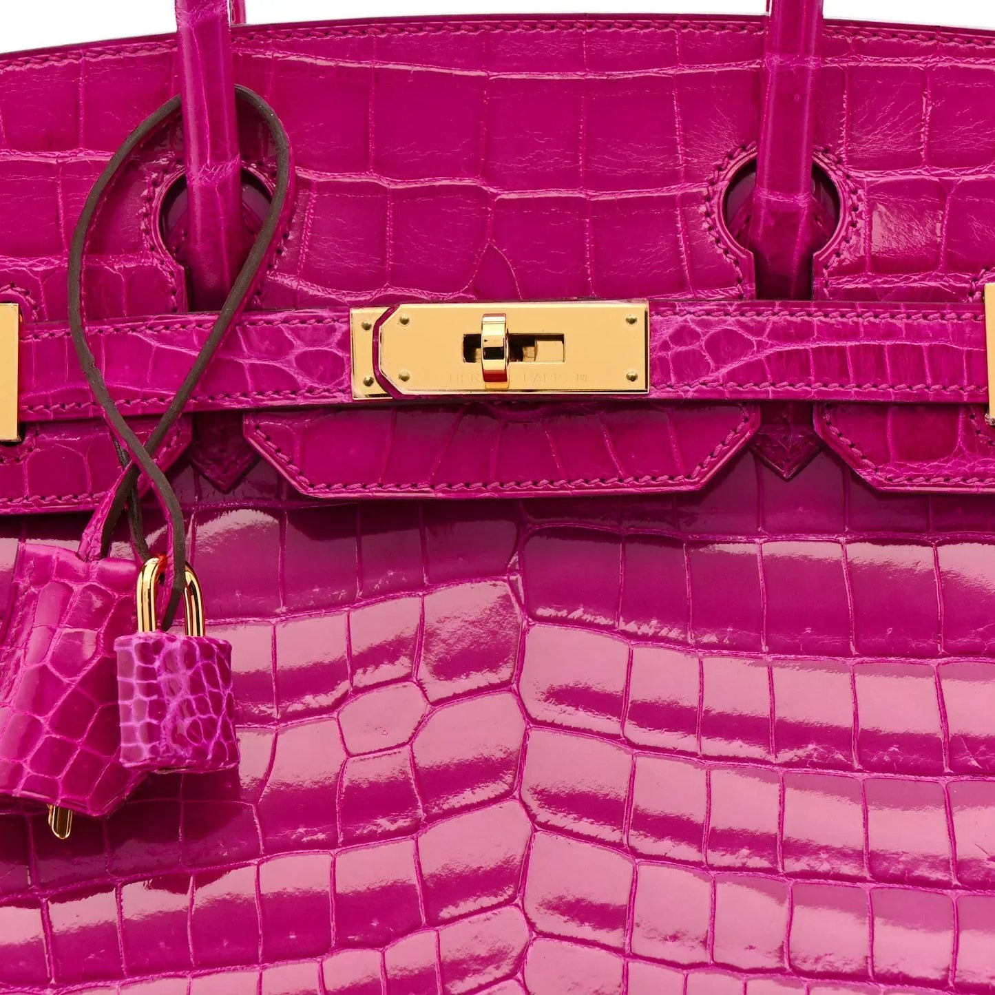Birkin 30 Rose Pourpre Shiny Niloticus Crocodile Gold Hardware