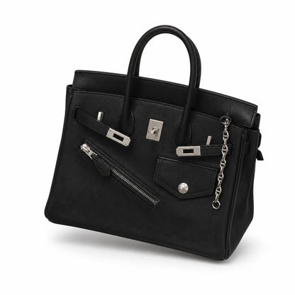 Birkin 25 Rock Sellier in Noir Swift Leather (Palladium Hardware)