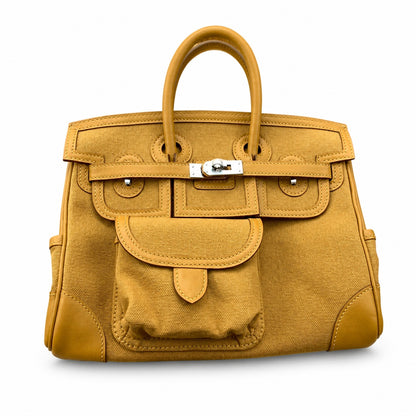 Birkin Cargo 25 in Sesame Toile Goéland and Swift Leather (Palladium Hardware)