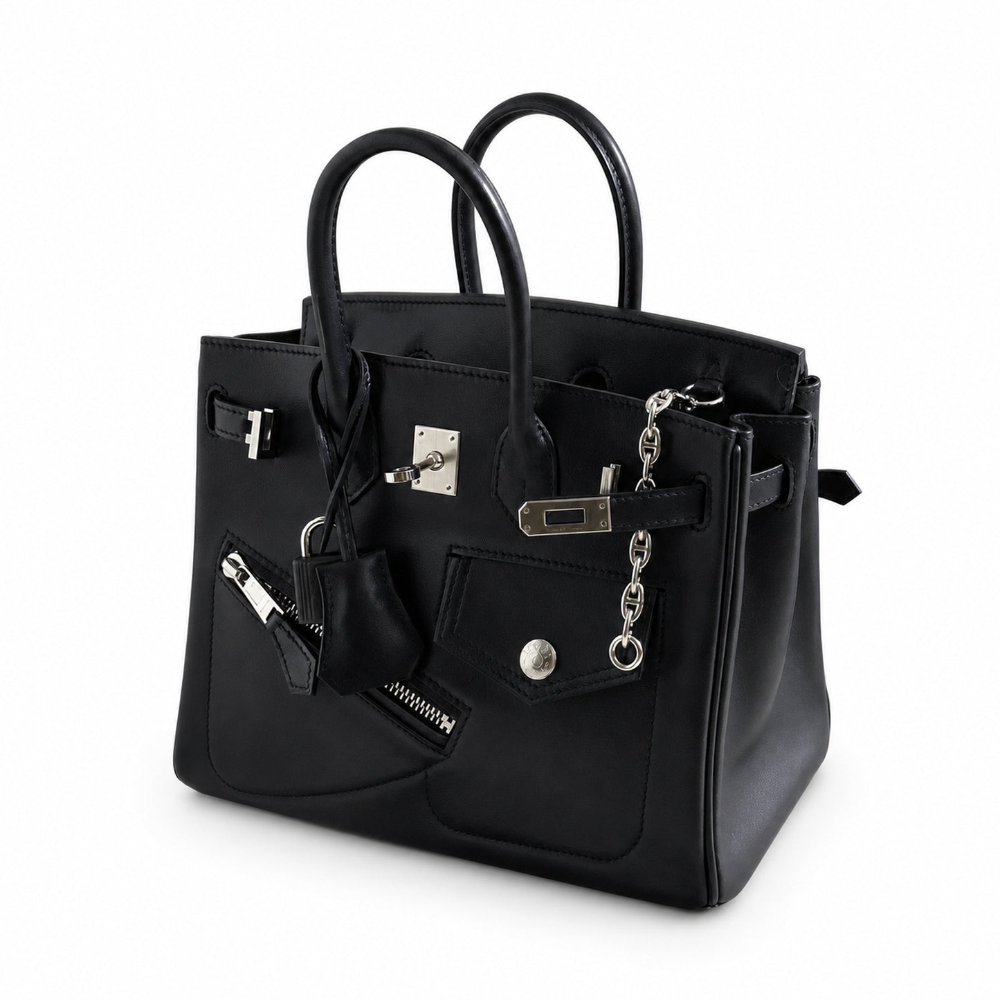 Birkin 25 Rock Sellier in Noir Swift Leather (Palladium Hardware)