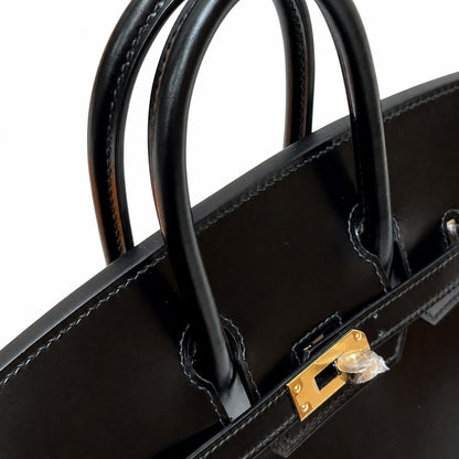 Birkin 25 in Noir Boxcalf Leather (Gold Hardware)