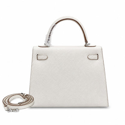 Kelly Sellier 25cm & 28cm Craie Epsom Leather Palladium Hardware Women Luxury Handbag