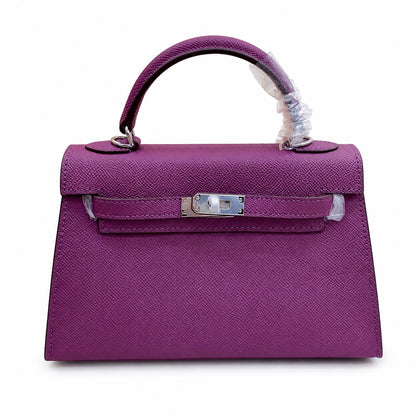 Mini Kelly II Sellier 19cm & 22cm Violet Epsom Leather Palladium Hardware Women Mini Handbag